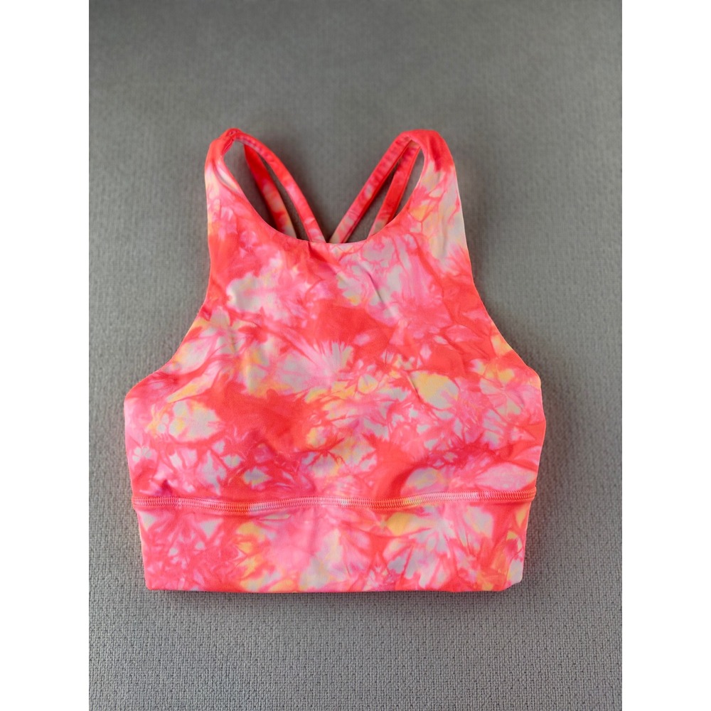 Lululemon Energy Bra High Neck Long Line Dual Shibori White Grapefruit Florid 2